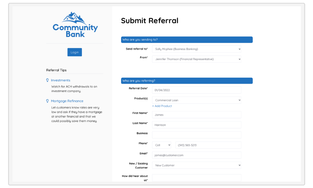 Bank And Credit Union Referral Tracking Software Refertrac